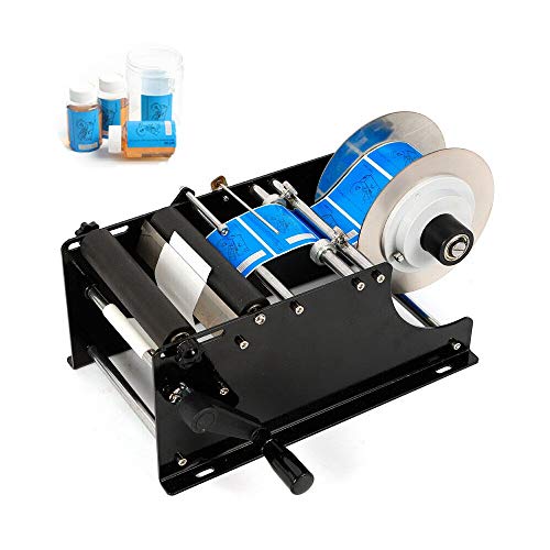 MT-30 Round Bottle Labeling Machine, Manual Label Applicator 30pcs/min Label Maker Machine Bottle Labeler for Plastic, Glass Round Bottles (10-110mm Label Width)