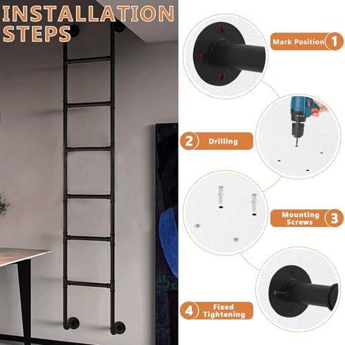 Échelle pour lits mezzanines hauts en métal 215cm évacuation puits fenêtre - 4