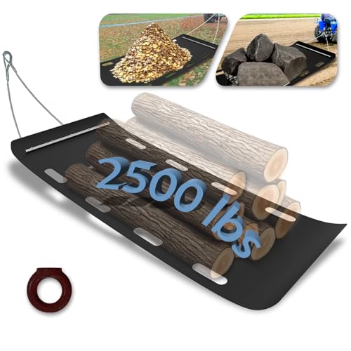 BUYYAH Yard Drag Sled 1/8 Thickened HDPE 48110 Upgraded Heavy Yard Drag Sled Suitable for Hauling Various Heavy Items Yard Debris Lumber Construction Materials Includes Two Steel Wire Ropes