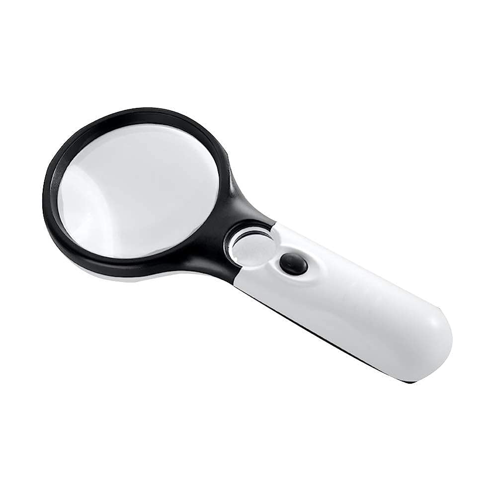 asdchZen Magnifying Glass,Illuminatedmagnifying Glass,20X,30X Magnification Lightweight Hand-Held Magnifying Glass,For Reading Inspection Hobbies And Crafts Magnifier/White,White-100Mm