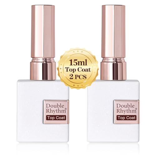 Double Rhythm 2 Pcs 15ML No Wipe Gel Top Coat and Base Coat Set C...