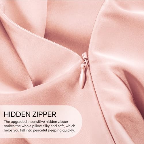 Image of INFIIXSO Silk Pillow Cases 2 Pack Standard Size, Ultra Smooth & Soft Mulberry Silk Pillow Case for Hair and Skin, Breathable Cooling Silk Pillowcase with Hidden Zipper (Coral, 20x26 Inches)