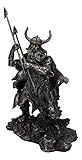 Ebros Gift Nordic Seafarer Viking Norse God Odin Alfather with Horned Helmet Holding Javelin Spears Figurine Battle of Ragnarok Poetic Edda Fantasy Mythology Figurine