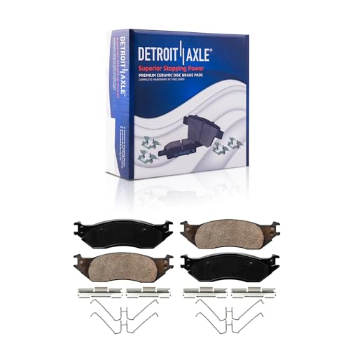 Image of Detroit Axle - Brake Pads for 2004-2007 Ford E-150, 2004-2005 E-150 Club Wagon, Front and Rear Ceramic Brake Pads w /Hardware Replacement