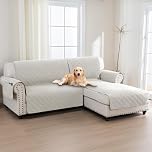 BellaHills 100% Waterproof Sofa Cover L Shape 2 Piece Couch Covers Sectional Chaise Sofa Slipcovers Non Slip Furniture Protectors for Dogs (Right Chaise Lounge Cover + 2 Seat Sofa Cover, Beige)