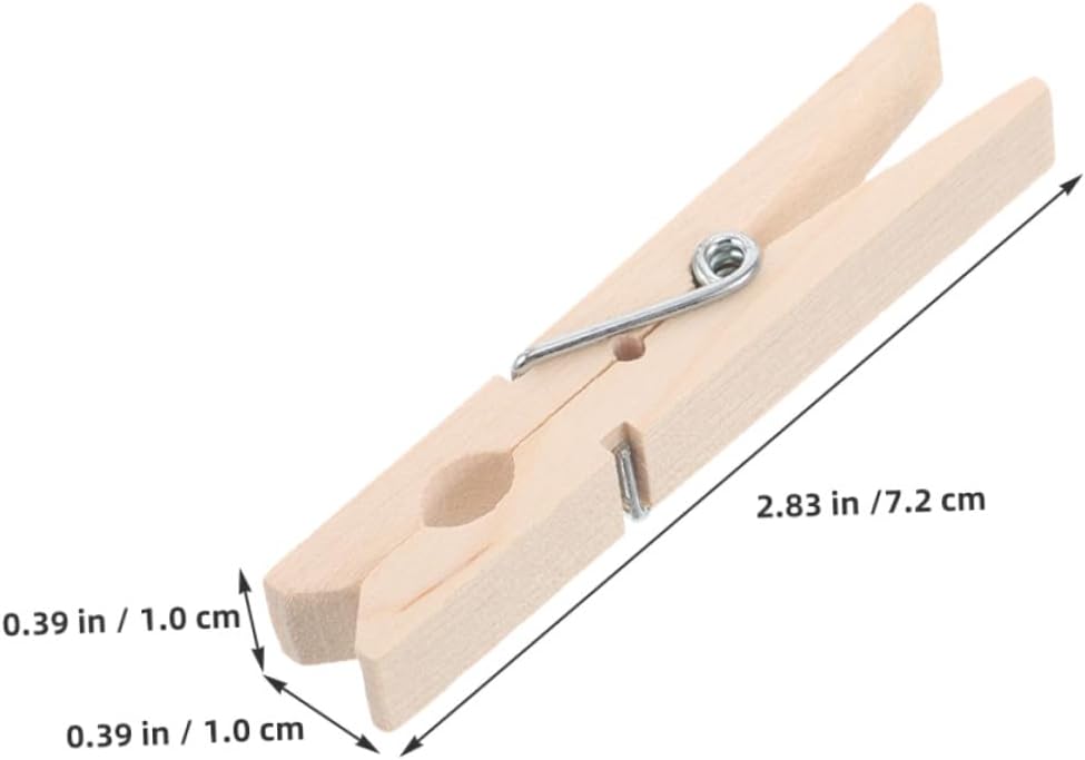 150pcs Multipurpose Windproof Wooden Clothespins, Small Unpainted Wood Clothes Clips 7.2x1.0cm for Drying Pants, Socks, Photo Hanging Indoor and Outdoor Use