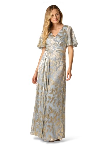 Image of Adrianna Papell Foil Leaf Draped Gown