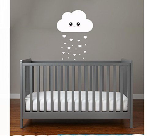 MacDecal.de Wolke HERZREGEN mit Gesicht Set Wolken Wandtattoo Wandaufkleber Sticker Wölkchen Wand Himmel Babyzimmer Deko Rainy Cloud (L 40 cm x 60 cm) Cover