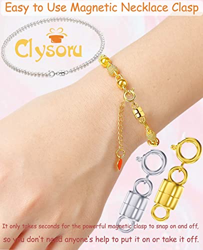 Clysoru Magnetic Necklace Clasps And Closures 14K Gold And Silver Beads Chain Extender Necklaces Bracelet Safety Magnetic Locking Jewelry Clasp Converter（4 Gold 4 Silver) #TOP5