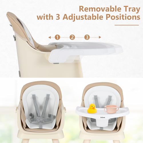 Image of INFANS 8 in 1 Baby High Chair, Convertible Highchair for Babies and Toddlers, Infant Dining Booster Seat, Building Block Table, Kids Stool Table Chair Set with Removable Tray