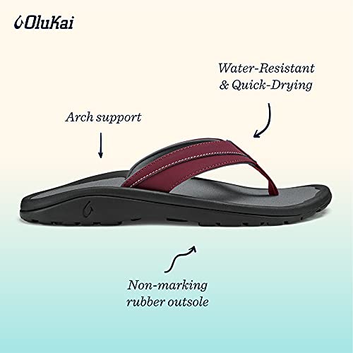 Olukai Ohana Koa Men's Beach Sandals, Quick-Dry Flip-Flop Slides, Water Resistant & Lightweight, Compression Molded Footbed & Soft Comfort Fit, Terra/White, 14 #TOP1