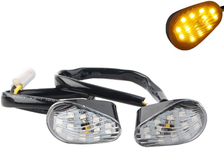 Embedded motorcycle turn signal lens LED flash, compatible with Yamaha YZF R1 R3 R6 S FJ 09 FZ MT 07 09, amber, LED small turn signal modified with LED turn signal (Clear)