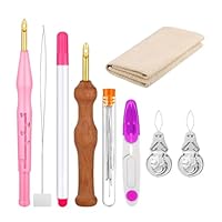 Orivin 1 Sst-Stickerei-Starter-Set mit Punch Needle, 3 Größen, stumpfen Nadeln, Einfädelhilfe, Garnschere für DIY-Bastelarbeiten 