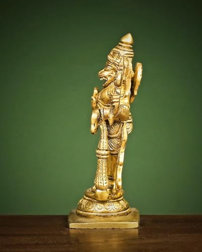 Estatua de Narasimha Dev Vishnu en latón 5.75 pulg miniatura 7