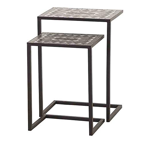 Siena Garden Como - Mesa Auxiliar, Color Negro Mate y Gris Oscuro