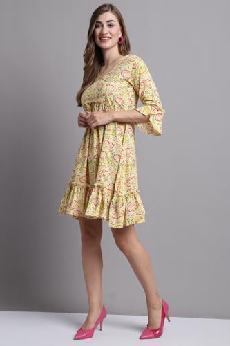 Image of Rajnandini Women's Pure Cambric Cotton Printed Mini Western Dress (Jopljpr307-P)