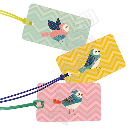 Tag Criativa de PVC Mala Identificador - Linha Pássaros