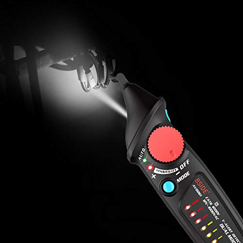 Image of Bside AVD06X Non Contact Voltage Tester Pen Electric AC Power Detector 12-1000V Dual Mode Freely Adjustable Sensitivity Breakpoint Locator with 8 LED Indicators and Flashlight