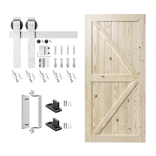 Image of SMARTSTANDARD 38in x 84in Sliding Barn Door with Brushed Nickel Hardware