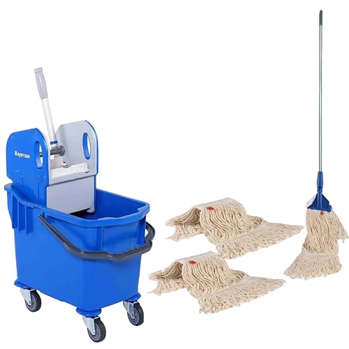 Bayersan Floor Cleaning Kit For Household & Commercial Use | 25l Bucket | Complete Mop | Mop Heads | Mopping Sets (Blue)