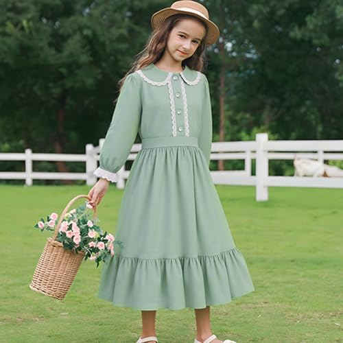 Disfraz de niña Colonial Verde de 12 años miniatura 5
