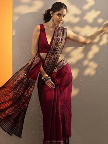 Image of Libas Silk Blend Womens Saree