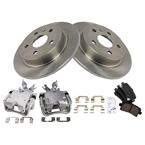 Image of TRQ Rear Brake Pad and Rotor Set Ceramic Solid Rotors Calipers