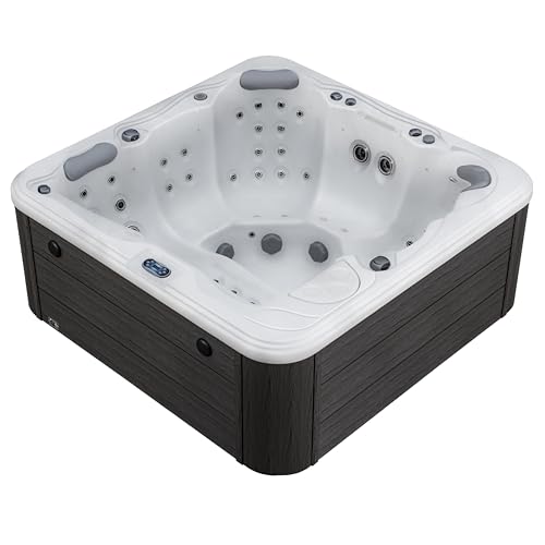 Destination Outdoor Hot Tub, 5-Person 59-Jet 80-Port 4-Pump Lounger Spa with Waterfall Arch and Bluetooth Stereo by Aqualife by Strong Spas