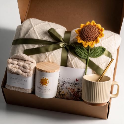 Anforsun Sending Sunshine Sunflower, Thinking of You Care Package Unique Gift Baskets for Women...