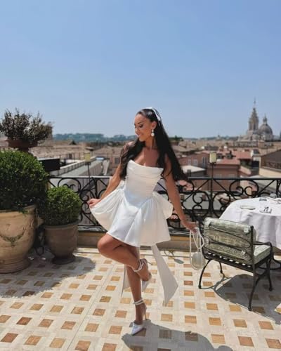 Strapless Short Homecoming Dresses with Bow Cowl Neck Cocktail Dress Hi0154