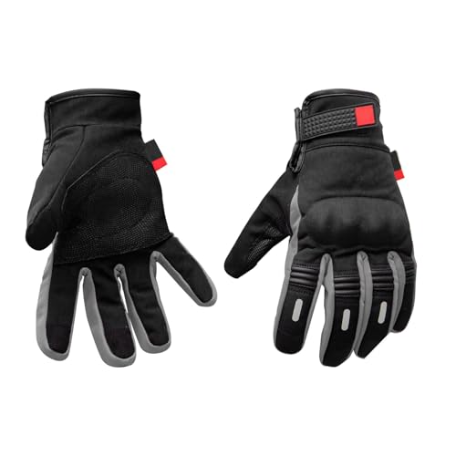 Tbest Guantes de motocicleta para hombres Cuero sintético Poliéster Protectora Carreras de carretera Ciclismo Guantes deportivos Gris Tamaño XL