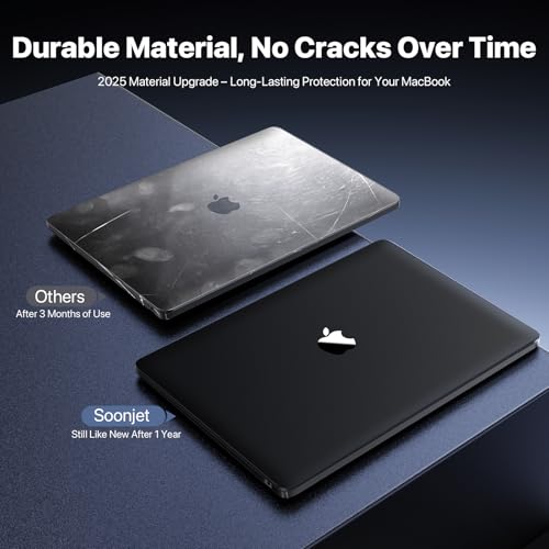 Image of Compatible for MacBook Air 13 inch Case 2020 2019 2018, A2337 M1 A2179 A1932, Same as Bare Device, Sturdy Plastic Protective Hard Shell Cover for MacBook Air 13.3 inch Case - Space Black Clear
