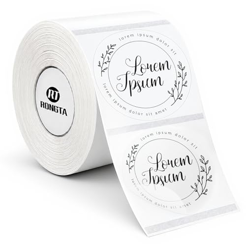 Image of Rongta Label Tape for R22, Standard Laminated Thermal Label Tape Replacement, Waterproof, Oil-Proof Sticker for Home Office Small Business Labeling (Transparent, Round Φ 2'' (170 Labels /Roll))