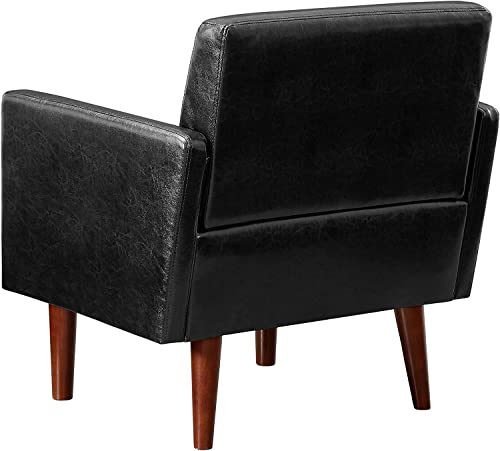 Zkjolmn Accent Chair, Faux Leather Armchairs Comfy Club Chair Mid Century Vintage Accent Armchair For Living Room, Single Sofa Chair With Spacious Seat Lounge Arm Chair For Small Space Office Couch #TOP6