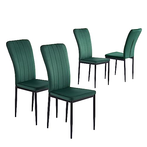 BAÏTA - Chaises Poppy Velours Vert Lot de 4