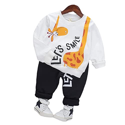 Googogaaga Boys Cotton Printed Sweatshirt With Pants In White Color