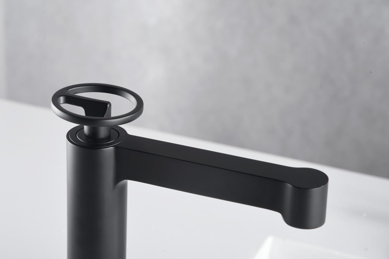 MICE - Grifo monomando para lavabo fabricado en latón con un cartucho de cierre cerámico - Griferia de baño para lavamanos apto para agua frio/caliente Negro Mate BDC033-1NG