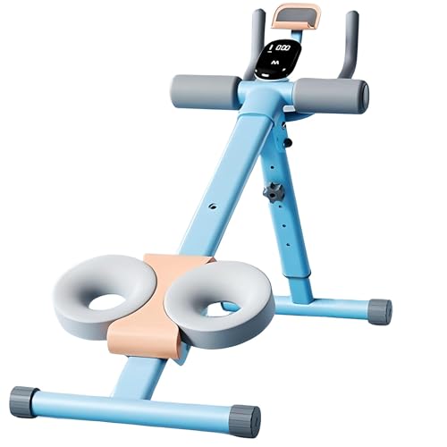 Máquina de abdominales plegable, entrenador de núcleo ajustable con pantalla LED inteligente y soporte para teléfono, 5 ajustes de altura para entrenamientos de gimnasio en casa