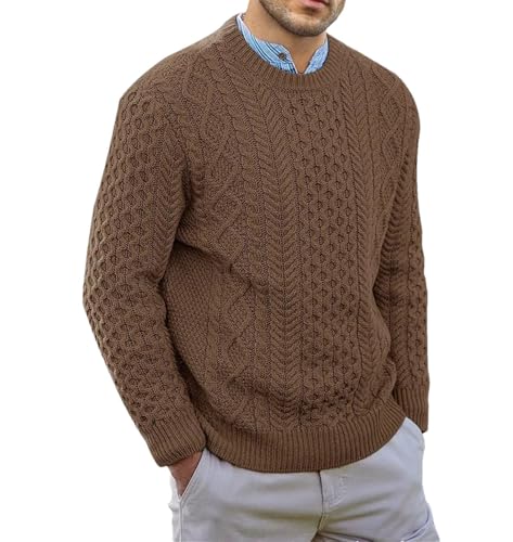 Men's Knit Pullover - Autumn Winter Solid Color Fashionable Large Size Sweater