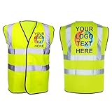 StickersWall Personalised Hi Vis Vest Custom Printed Hi Viz Vest Reflective Safety Vest Adult Sizes Custom Printed High Visibility Security Waistcoat Any Text Logo Full Colour (Yellow, XXLarge)