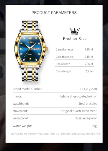 Image of OLEVS Men Watches Square Business Dress Diamond Analog Quartz Date Luxury Watch for Men Casual Stainless Steel Waterproof Luminous Wrist Watch
