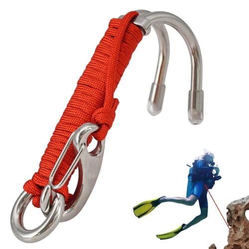 Gancho de buceo de acero inoxidable doble con cuerda de seguridad y junta tórica