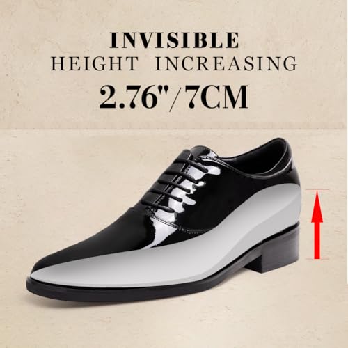 Image of CHAMARIPA Elevator Shoes for Men | Invisible Height Increase Plain Toe Oxford Dress Shoes | Built-in System Adds 2.76 Inches /7cm | Formal Business Shoes | US 7-12