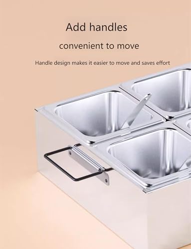 Estación de cocina de acero inoxidable para pizza y dispensador de condimentos con tapa, bandeja de un solo compartimento para uso en interiores y exteriores, dispensador de especias de