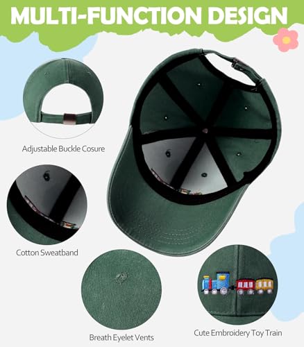 Toddler Baseball Hat Baby Boy Kartoon Embroidery Train/Puppy Cotton Kids Baseball Cap Washed Sun Hats for Boys Girls 3-8Y3