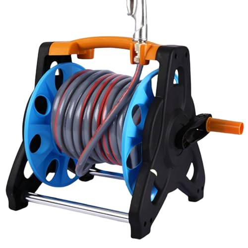 Carrito portamanguera portátil para exteriores, carro para tubos de exterior | Contenedor para manguera de agua con ruedas, instalación para lavado de coche en el jardín, diseño de marco