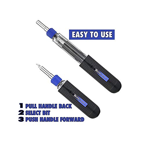 Screwdriver Multi Tool Magnetic | Multi-Bit Auto Loading Barrel Patented | Ergonomic Anti-Roll Handle With Rotating Collar | Industrial High-Grade Bit Set Bonus | Award Winning Design