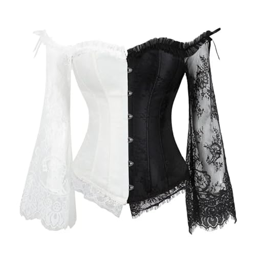 Corset serré rétro gainant demi-noir et blanc avec bretelles de maintien
