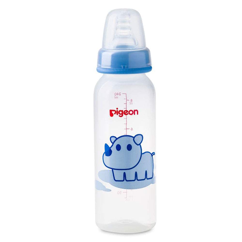 Pigeon Slim Neck Animal Decorated Bottle, Ultra Soft Silicone Nipple, Anti Colic, Bpa & Bps Free, 240Ml, Multicolor