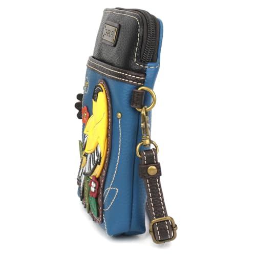 Image of CHALA Bird Collection Cell Phone Crossbody Purse-Women PU Leather /Canvas Multicolor Handbag with Adjustable Strap